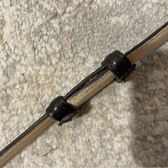 Chicos Vintage Belt M/L Brown Genuine Leather Beaten Gold Buckle Adjustable Rare - Picture 5 of 7